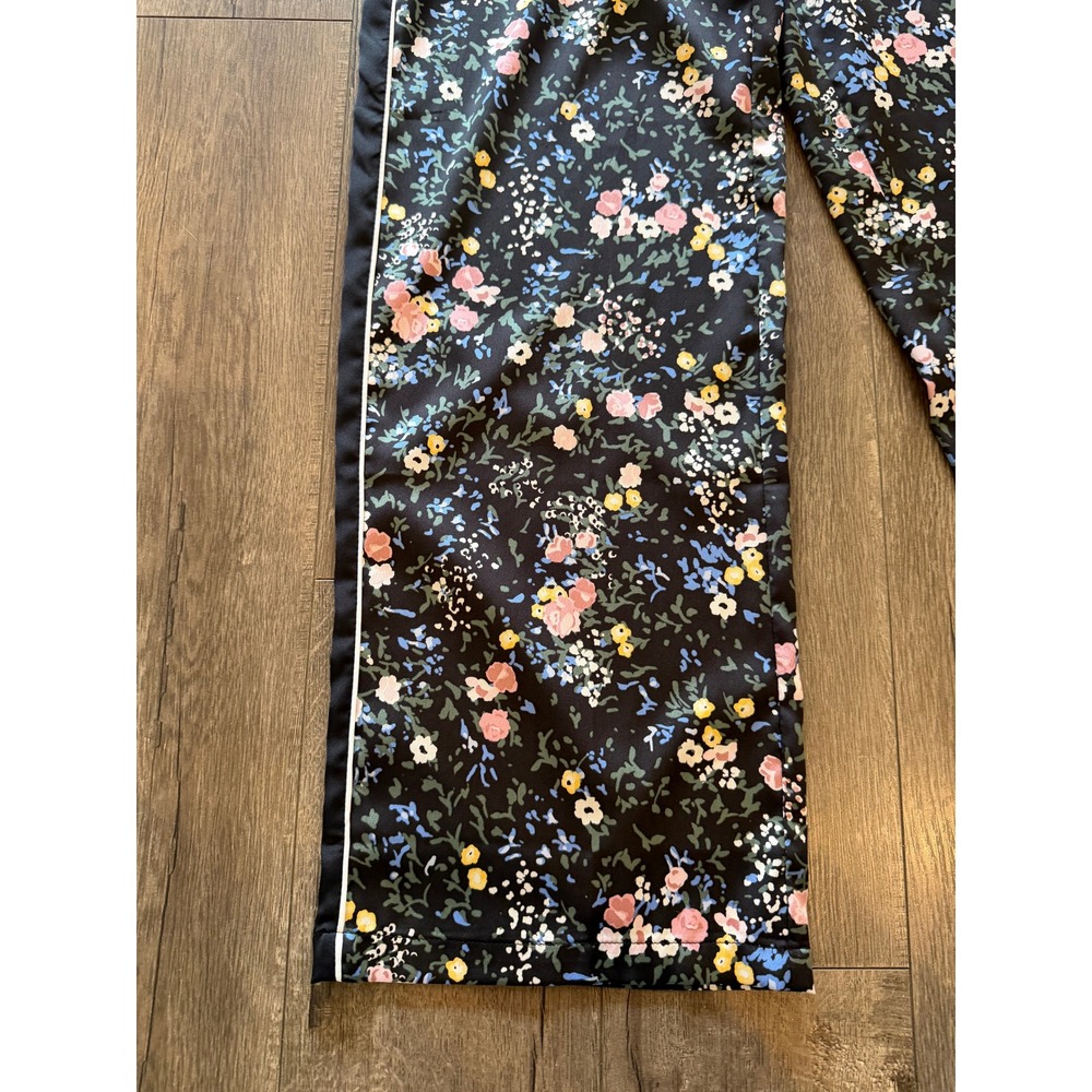 Laundry by Shelli Segal Floral Wide Leg Track Pants Black Side Stripe Small - Picture 3 of 11